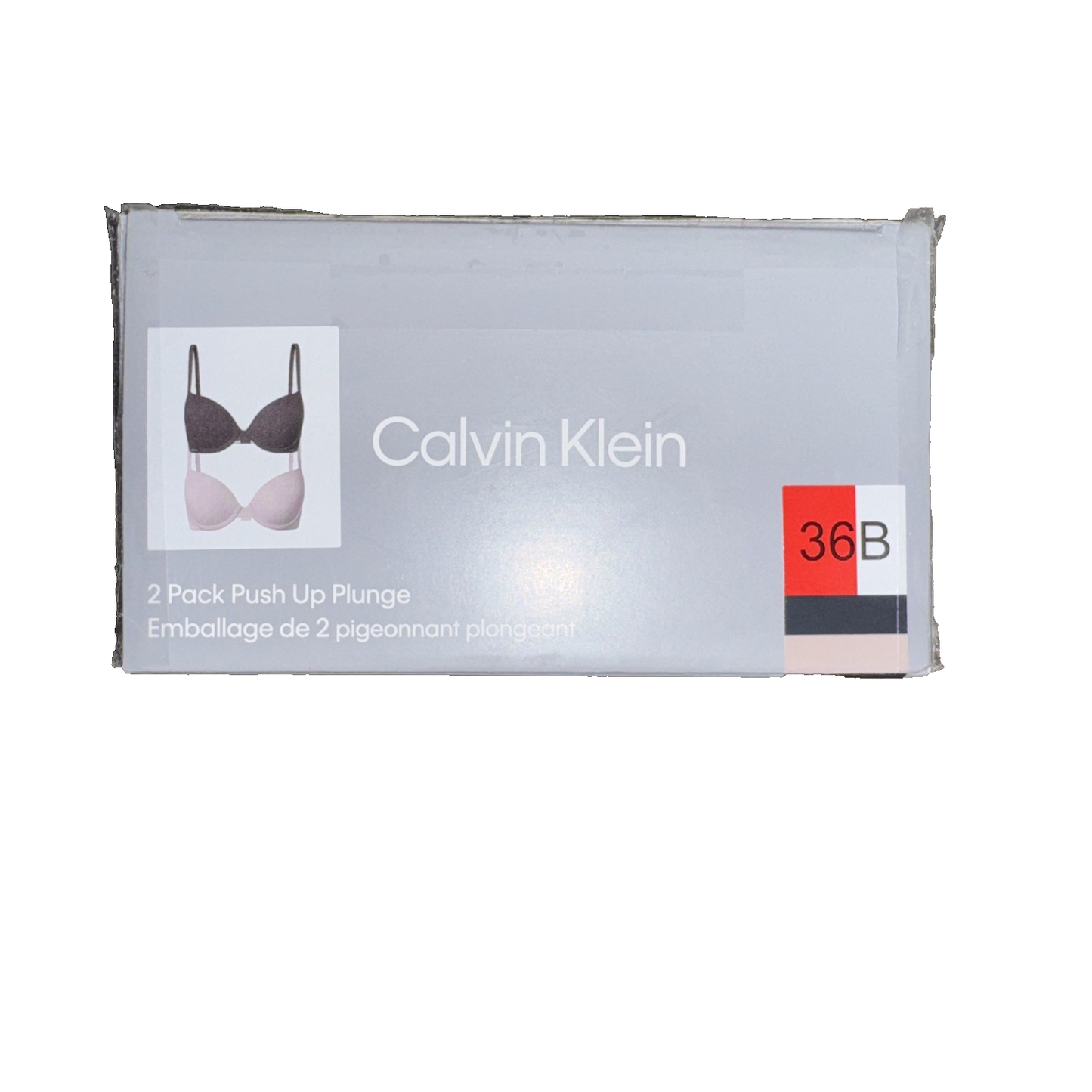 Calvin Klein 2-Pack Push Up Plunge Bra Black and Beige Size 36B