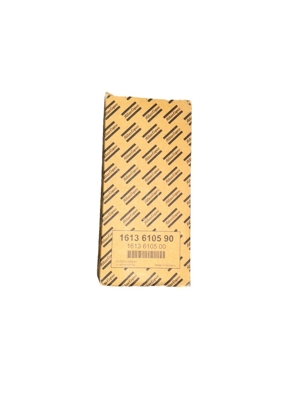 1613 6105 00 Ed 2 Atlas Copco Oil Filter Element – a brown paper bag with a black and white stripe