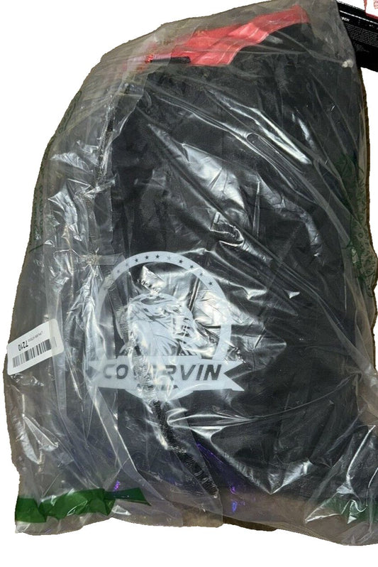 COVERVIN Motorcycle Cover Waterproof Outdoor Storage Bag All Weather Motorcycle – a black plastic bag with a white logo on it
