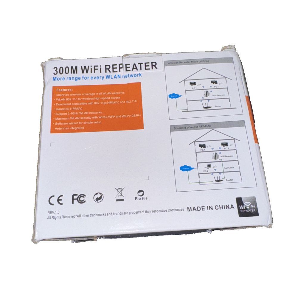 300m wifi repeater more range for every wlan network, Unbranded – the box for the wi - repeater
