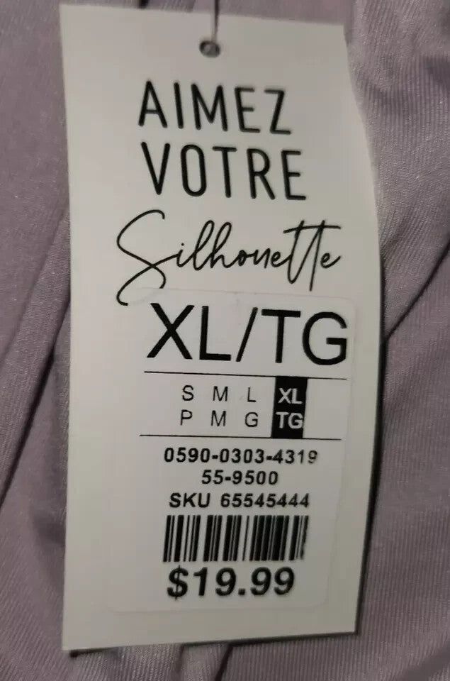 SWS Contour Bodysuit XL Purple Long Sleeve - Shaping, Slimming & Comfortable – a label on a shirt that says, ' ame vore simet '