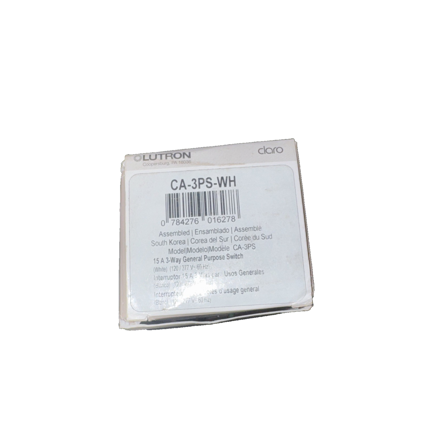 LUTRON CA-3PS-WH Diva, Claro Decorator Switch Paddle
