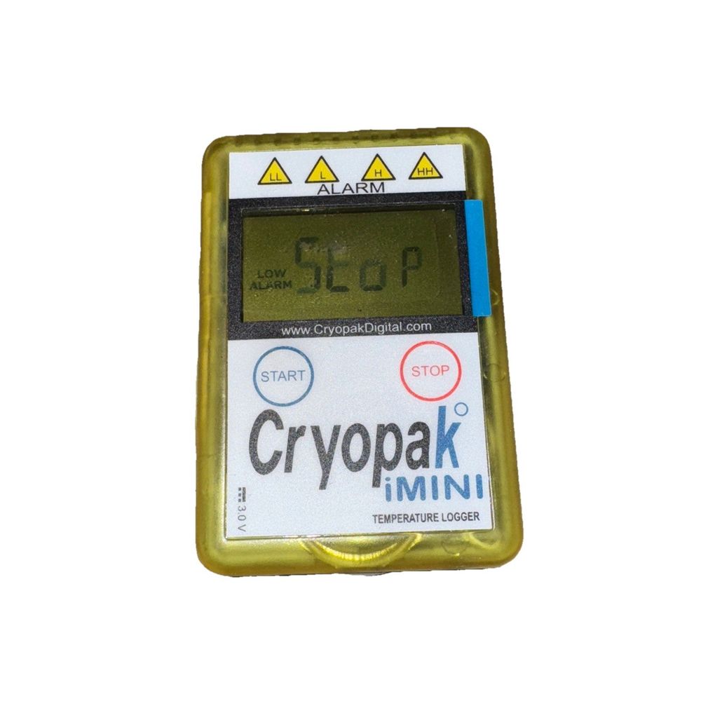 cryopak imini temperature data logger – a digital temperature meter with a yellow cover
