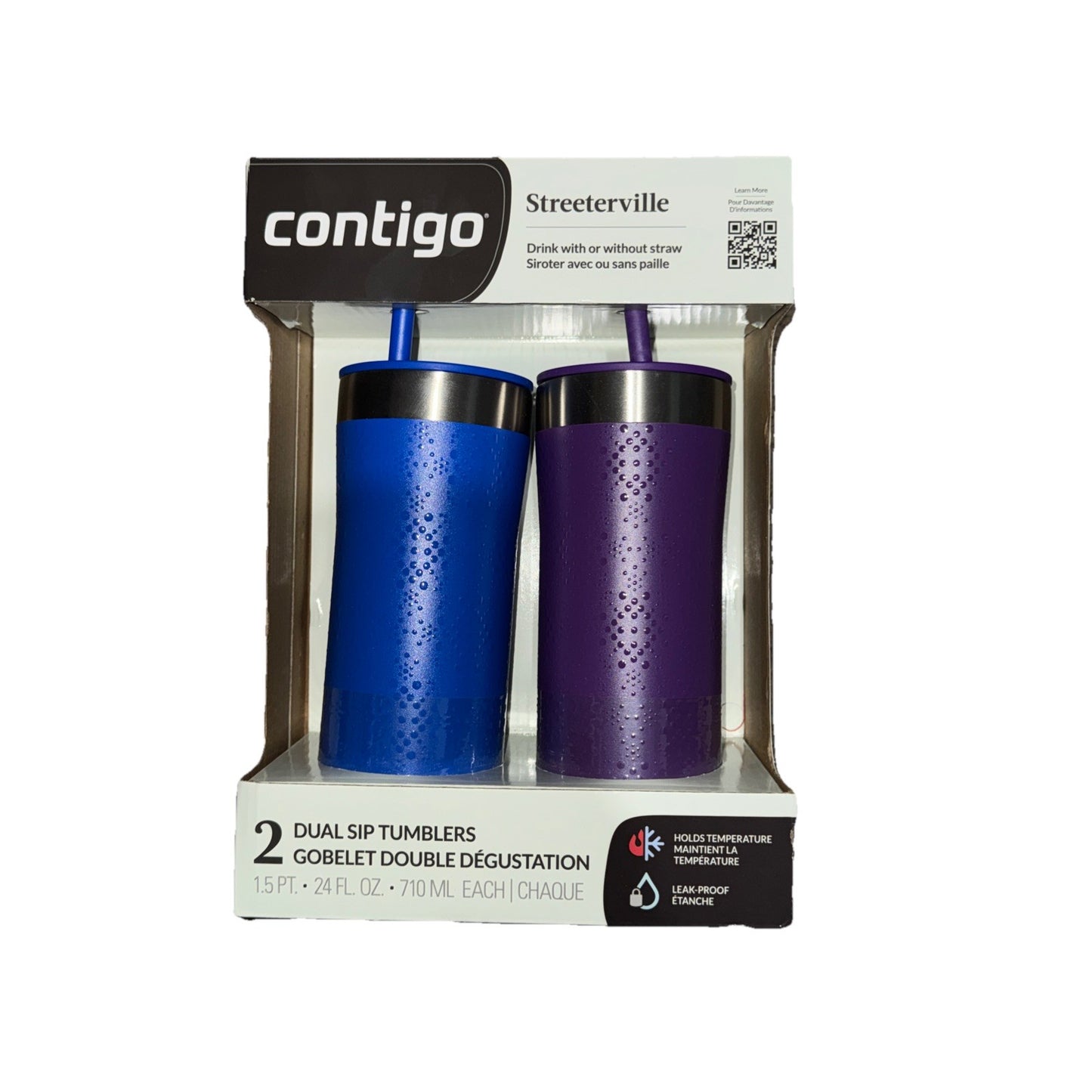 Contigo StreeterVille Tumbler Set 24FL/710Ml Each Purple/Blue