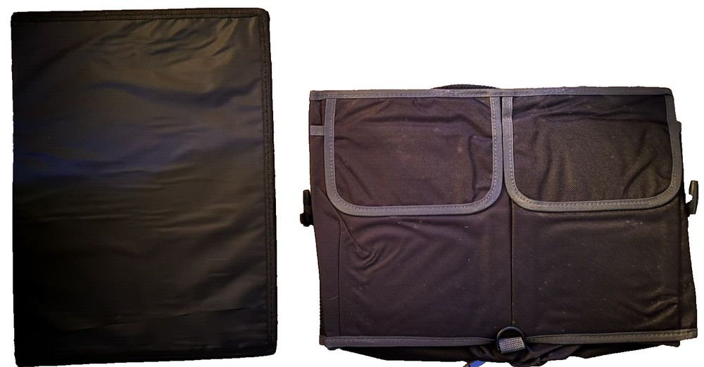 EPAuto Car Trunk Foldable Multi-Compartment Car Organizer with Removal Lid, Sec, DaveyDooDeals – a black garment bag with a zipper and a bl…