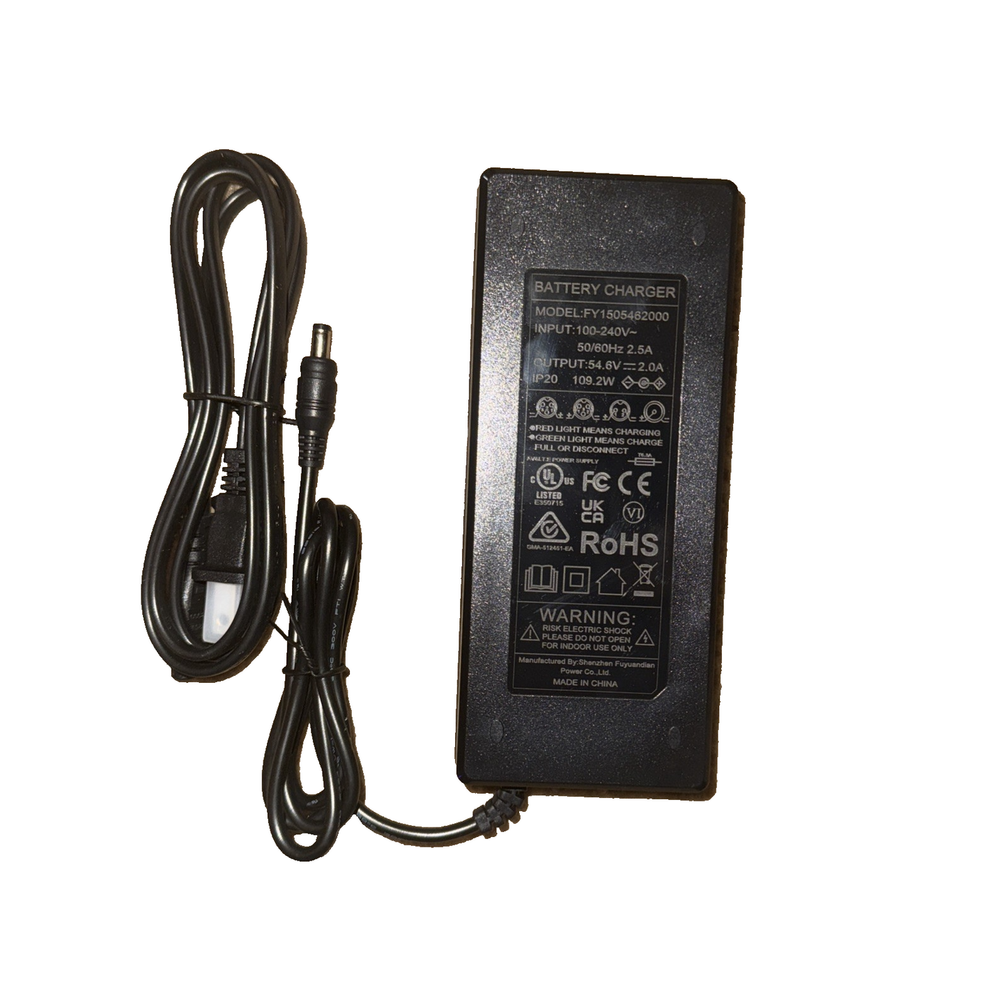 54.6V 2A 5.5X2.5mm AC Adapter Battery Charger For FY1505462000 Power Supply Cord