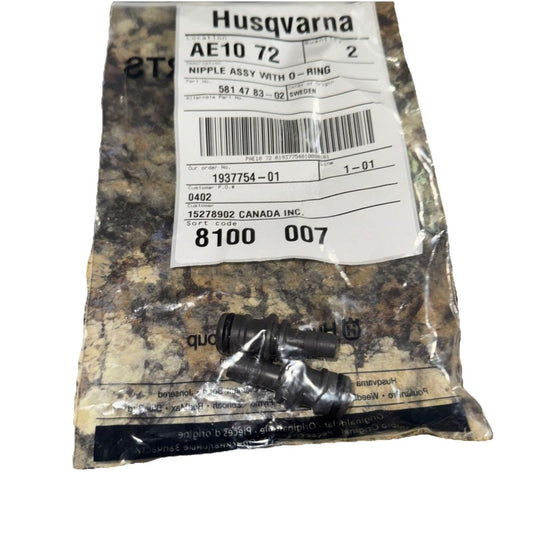 Husqvarna Nipple Assembly With O Ring 581 47 83-02 2 pack – a bag of dried mushrooms on a white background