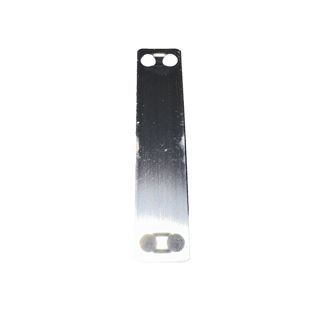 Panduit MMP350-C Marker plate, four holes, 304 Stainless Steel 3.50" X .75"100pc – a black and white phone with a metal handle