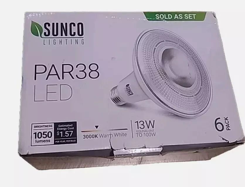 PAR 38 LED Warm White Bulbs - 6 Pack, 120V, 15W - Energy Efficient Light Bulbs, Sunco – sunco par3 led