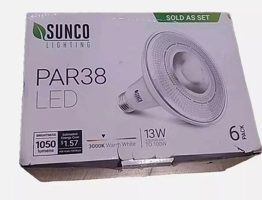 PAR 38 LED Warm White Bulbs - 6 Pack, 120V, 15W - Energy Efficient Light Bulbs, Sunco – sunco par3 led