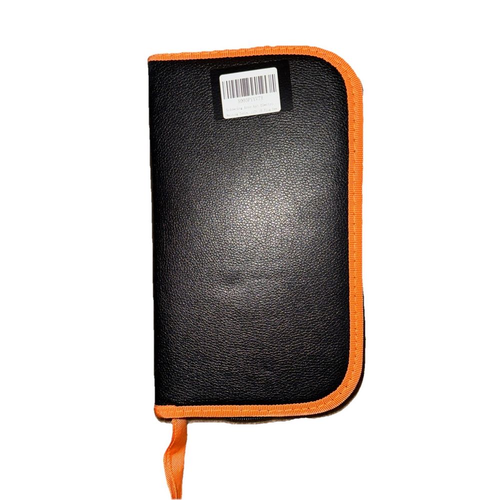 Soldering Iron Kit 80W LCD Adjustable Temperature, Unbranded – a black and orange leather case with a white label