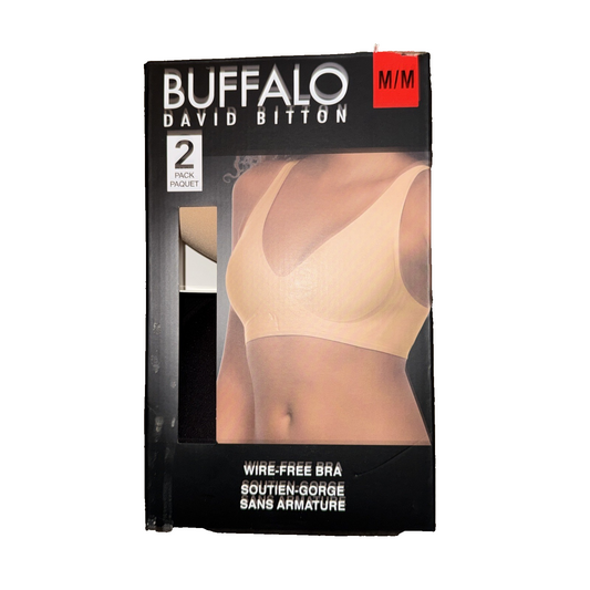 Buffalo David Bitton Wire Free Bra 2 Pack Colors Black And Beige Size Medium