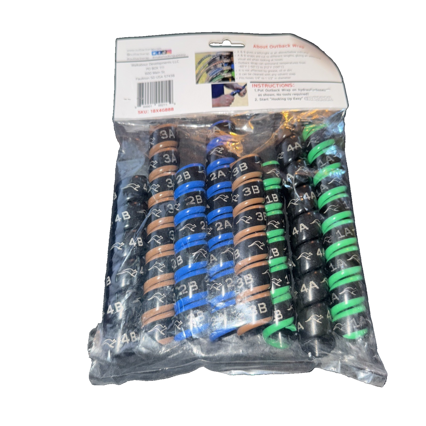 8 Pack Outback Wraps 18X4GBBB Hydraulic Hose Markers Fits 1/4"to 1-1/2" Hoses