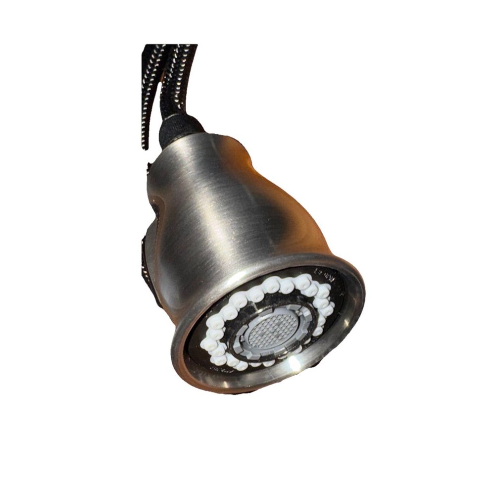 Delta Leland Spray Assembly - Pull-Down Kitchen, Stainless – a light with a metal housing and a black cord