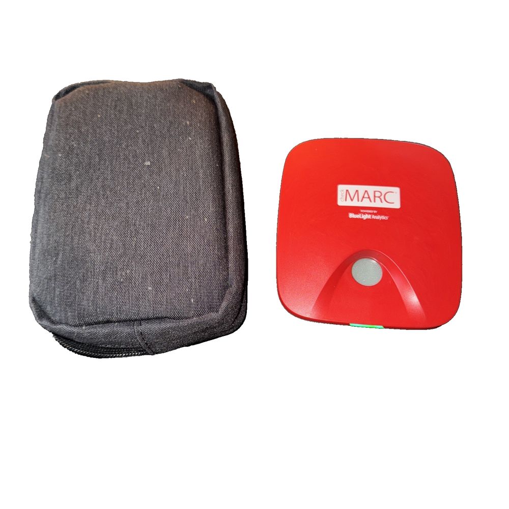 CheckMARC Curing Light Test, Bluelight Analytics – a red case with a white logo on it