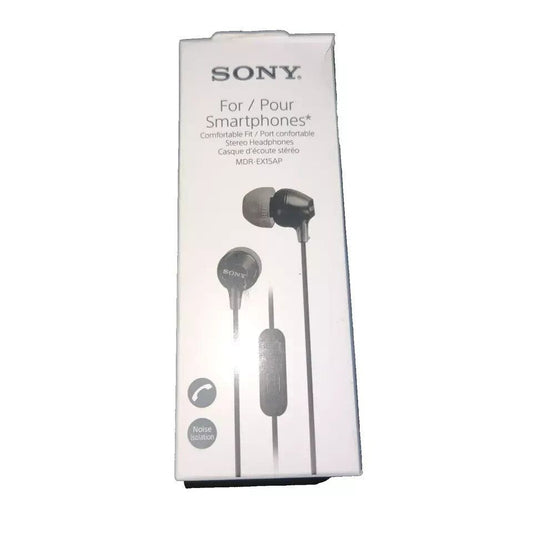 Sony MDREX15AP/B In-Ear Headphones with Microphone - Black, High Quality Sound – sony earphones