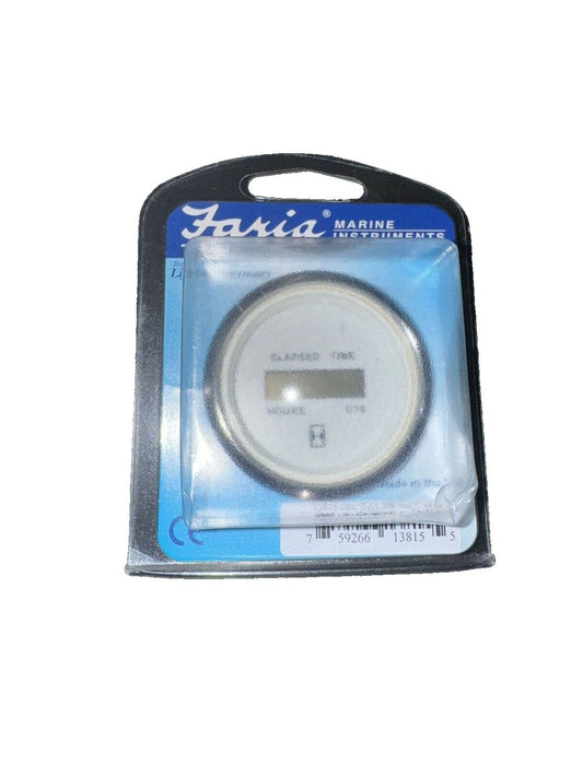Faria 13815 Chesapeake Stainless Steel Digital Hourmeter (12-32 VDC) - 2", White – a white button with a black handle