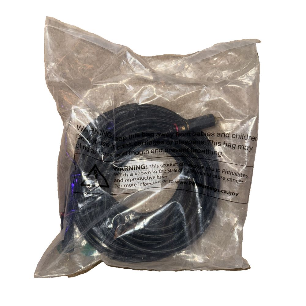Monoprice Onix Series Digital Coaxial Audio/Video RCA Subwoofer CL2 25Ft – a black cable in a plastic bag