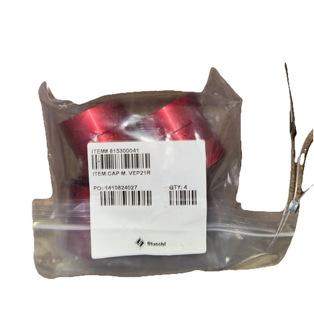 815300041 CAP M. VEP21R Valve End Plugs – 4 Pack OEM Replacement, Stucchi – a red plastic bag with a white label on it
