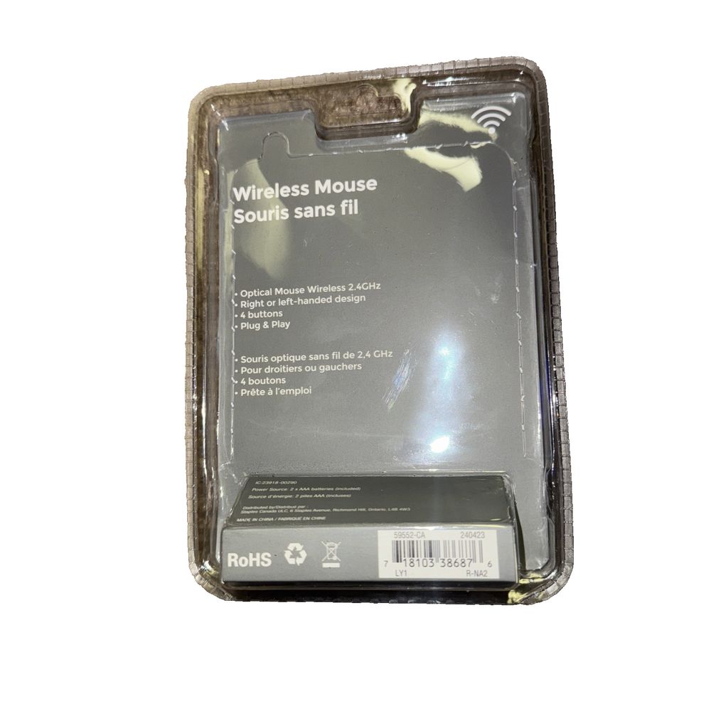 Wireless Mouse with bluetooth dongle, Unbranded – a white box with a black label on it