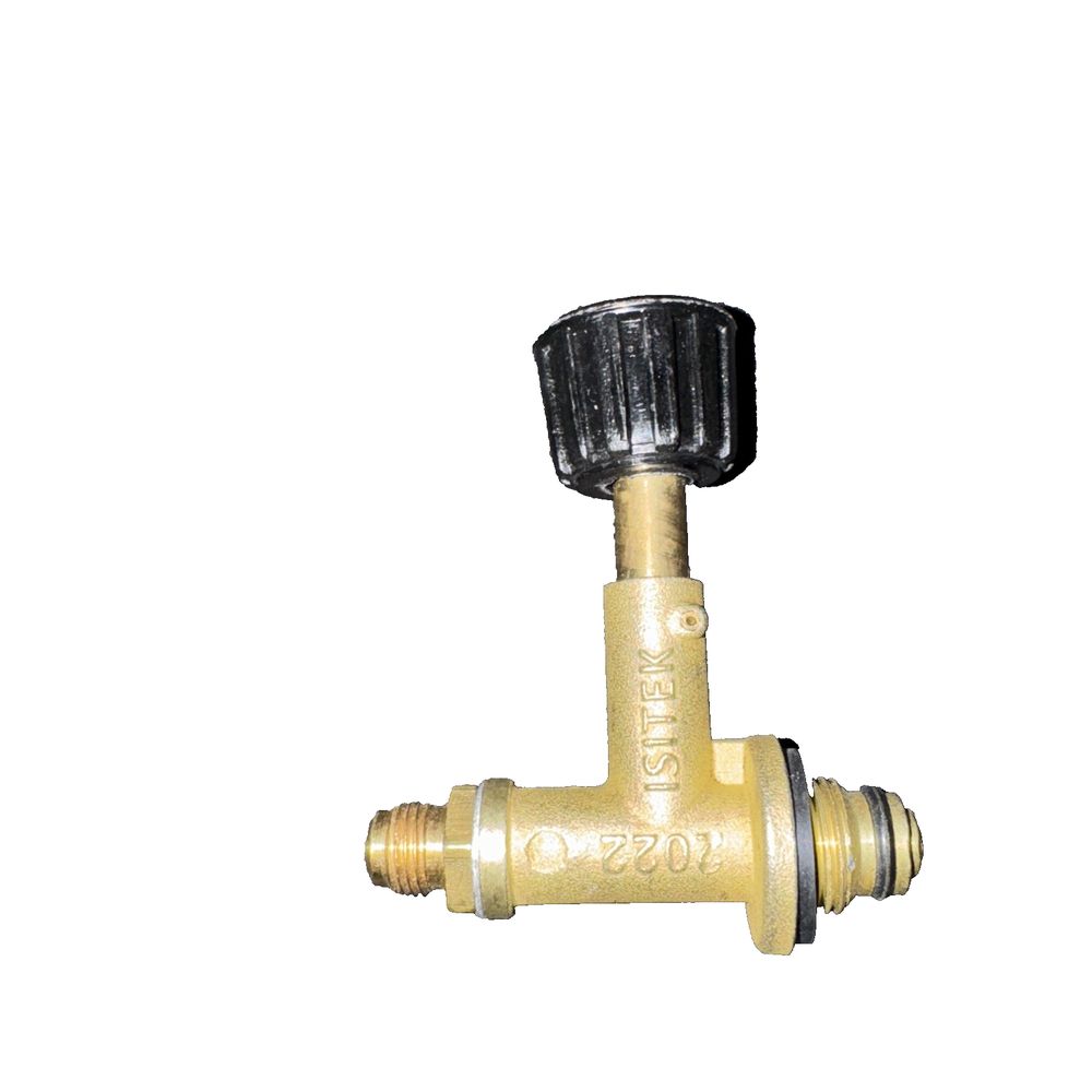 Isitek Fuel Shutt Off Valve For Camping, Unbranded – a brass valve with a black handle