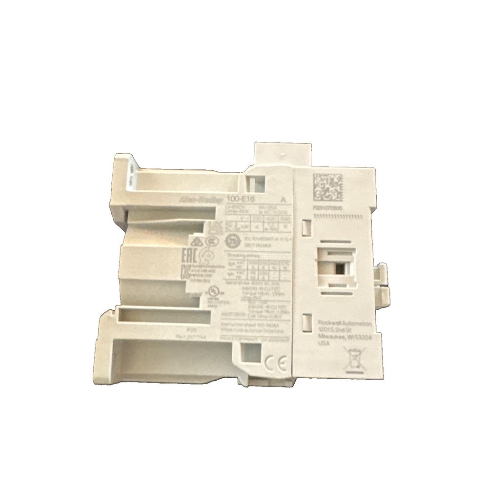 Allen-Bradley 100-E16QJ10 – a white electrical device with a white background