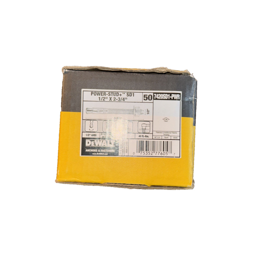 DEWALT Power-Stud 7420SD1 Wedge Anchor, 1/2 in Dia, 2-3/4 in OAL, Carbon Steel,