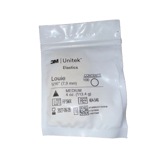 3M Unitek Latex Intraoral Elastics-Louie, 5/16", 4oz Medium, 30x100Pcs/Pack – the packaging for the 3m - 1m - 1m - 1m - 1m -