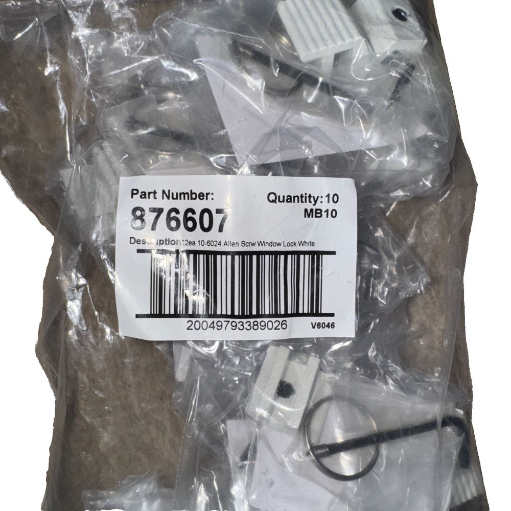 2 Ea 10-6024 Allen Scrw Window Lock White Pack of 10 Sets, DaveyDooDeals – a bag of plastic material with a barcode label