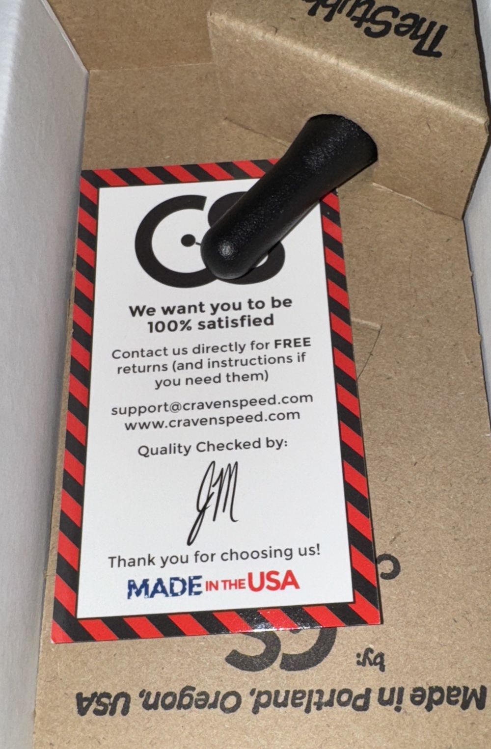 CravenSPeed Stubby Antenna Replacement CRTT-0017, The Stubby – a box with a black and red stripe on it