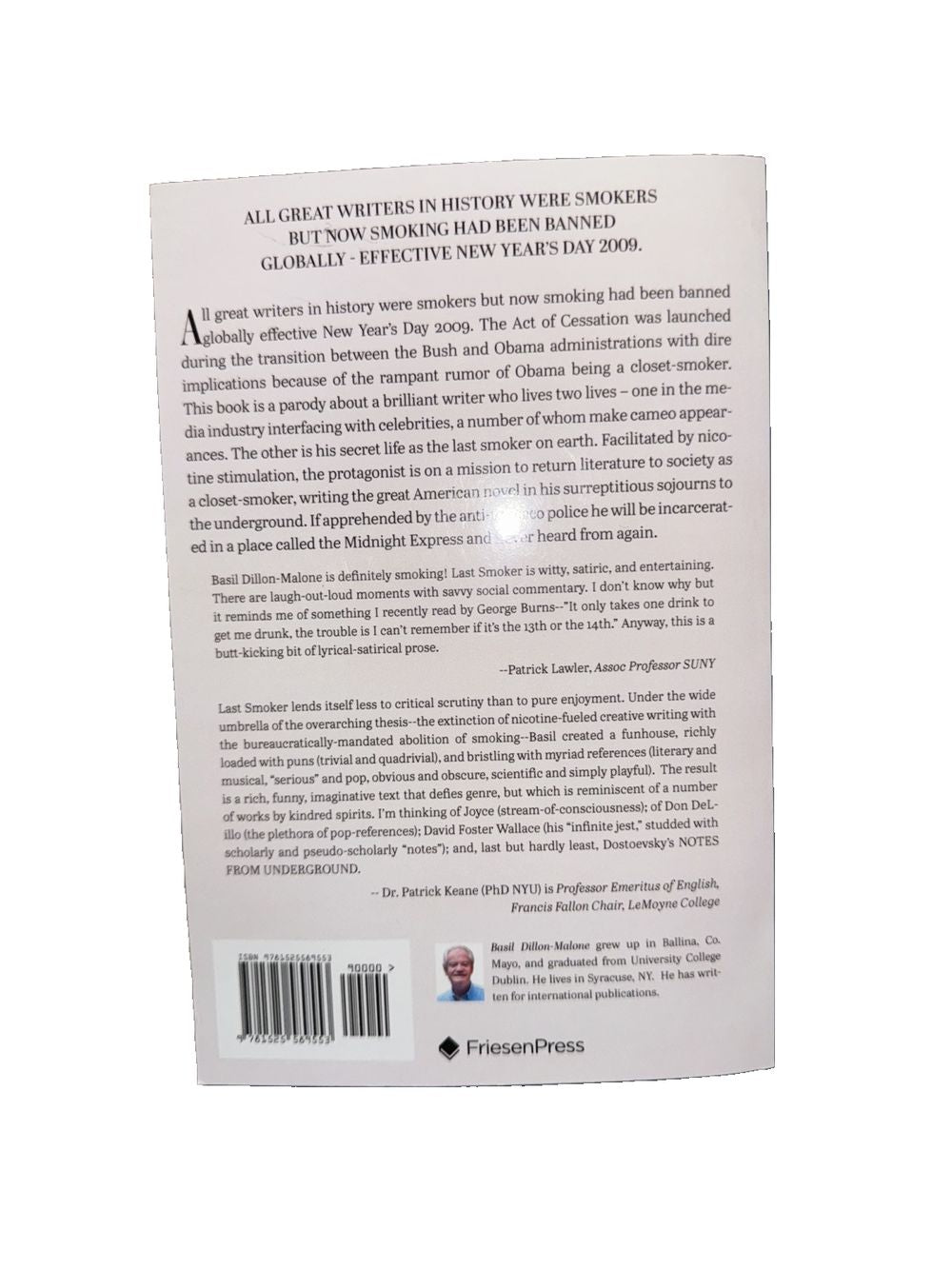 The Last Smoker on Earth: and the End of Literature, DaveyDooDeals – the book cover for the book, showing the back of the book