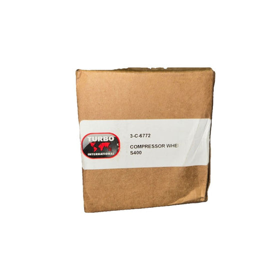 3-C-6772 Compressor Wheel, S400 Turbo International – a brown paper bag with a white label on it
