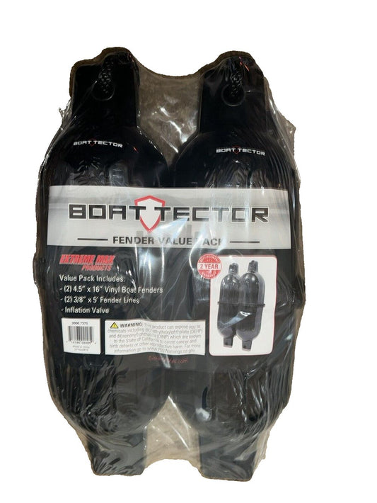 Extreme Max 3006.7375 BoatTector Fender Value 2-Pack - 4.5" x 16", Black – the back of a black motorcycle seat with a white background