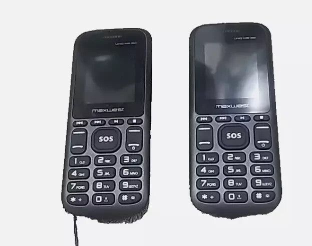 Maxwest UNO M6 3G Cell Phone Lot of 2 – two cell phones sitting side by side