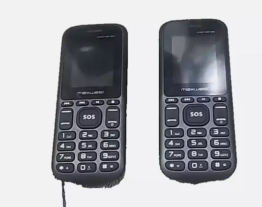 Maxwest UNO M6 3G Cell Phone Lot of 2 – two cell phones sitting side by side
