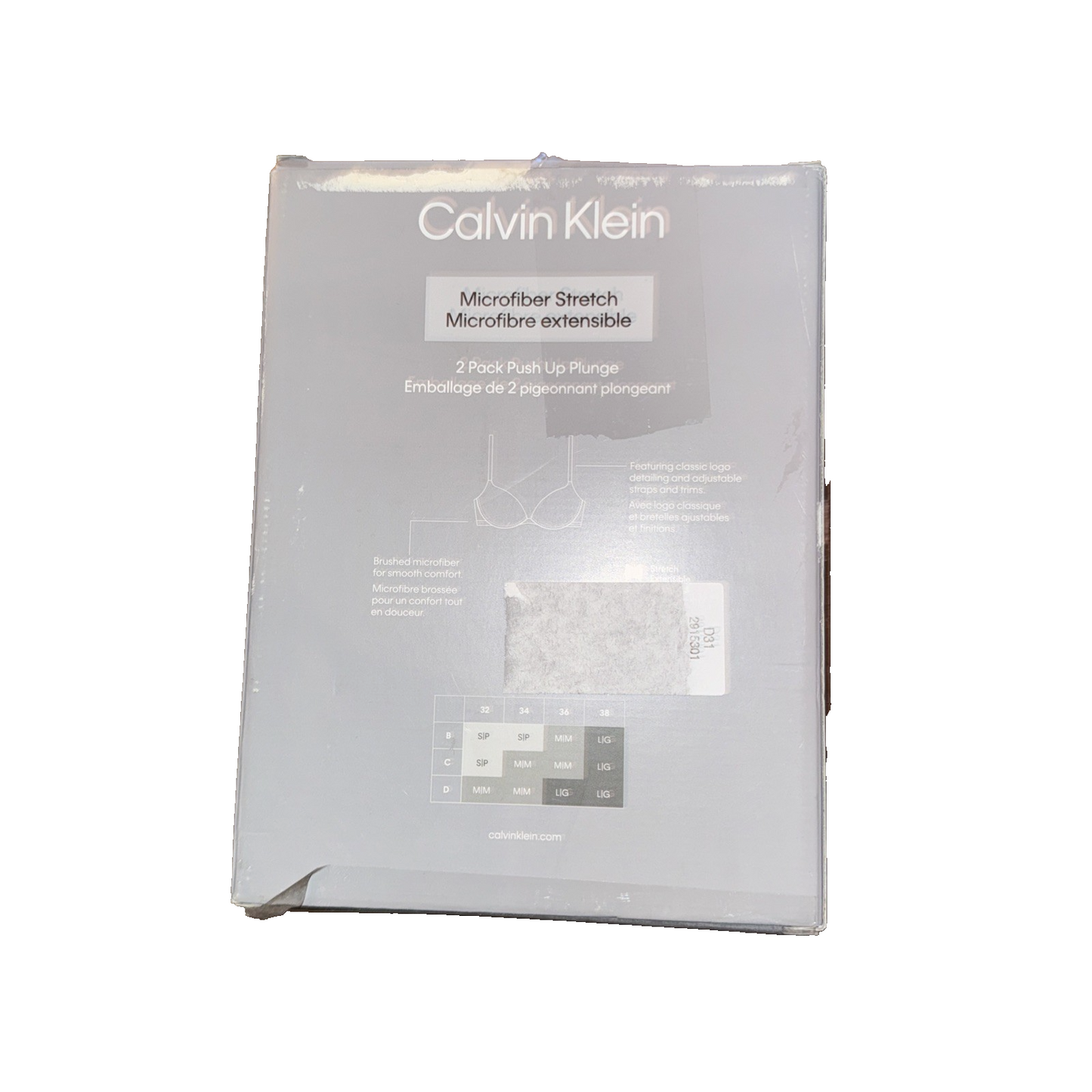 Calvin Klein 2-Pack Push Up Plunge Bra Grey And Pink Size 34D