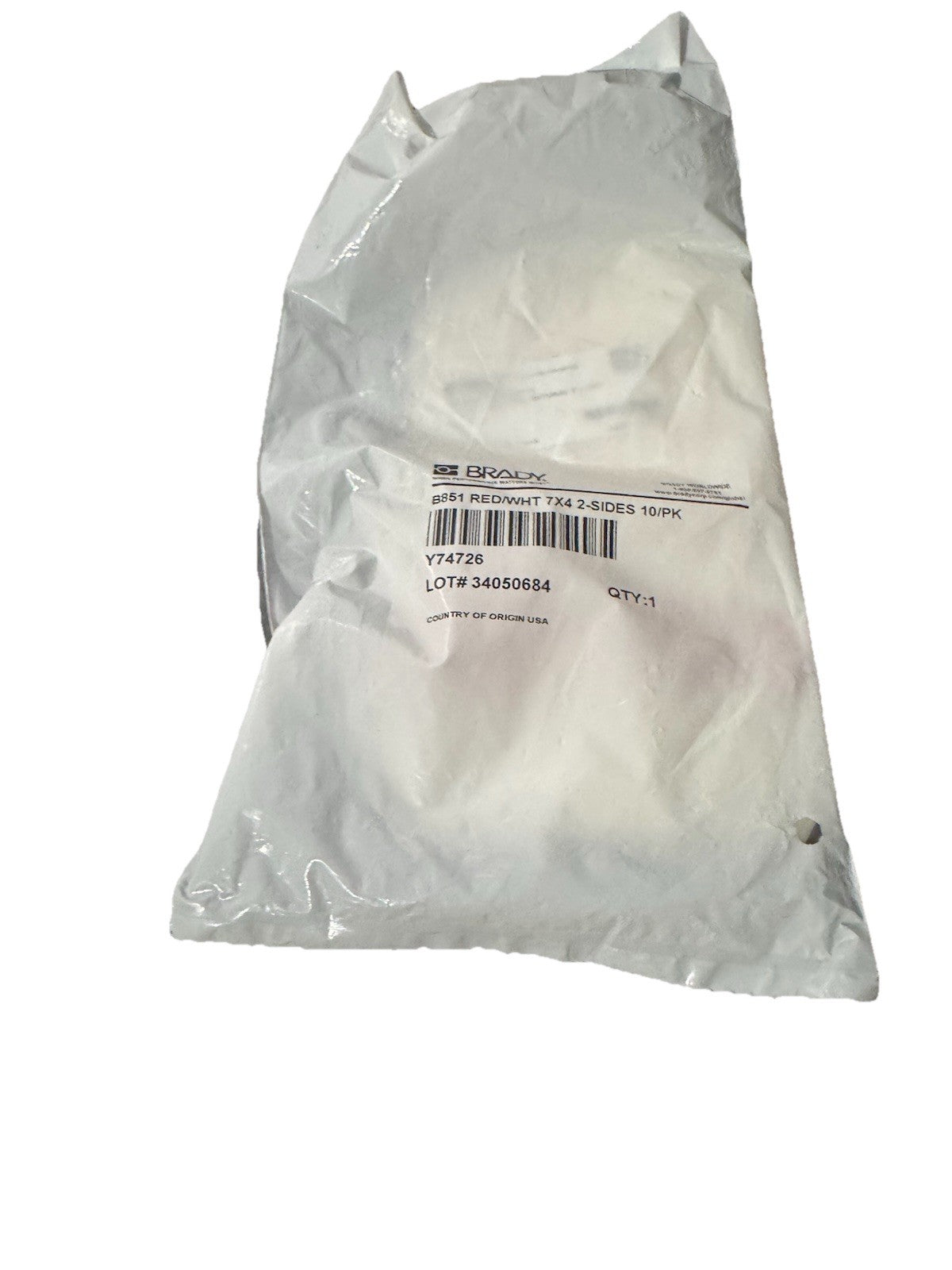 Brady Corporation B850 Red/Wht 7x4 2-Sides 10/Pk