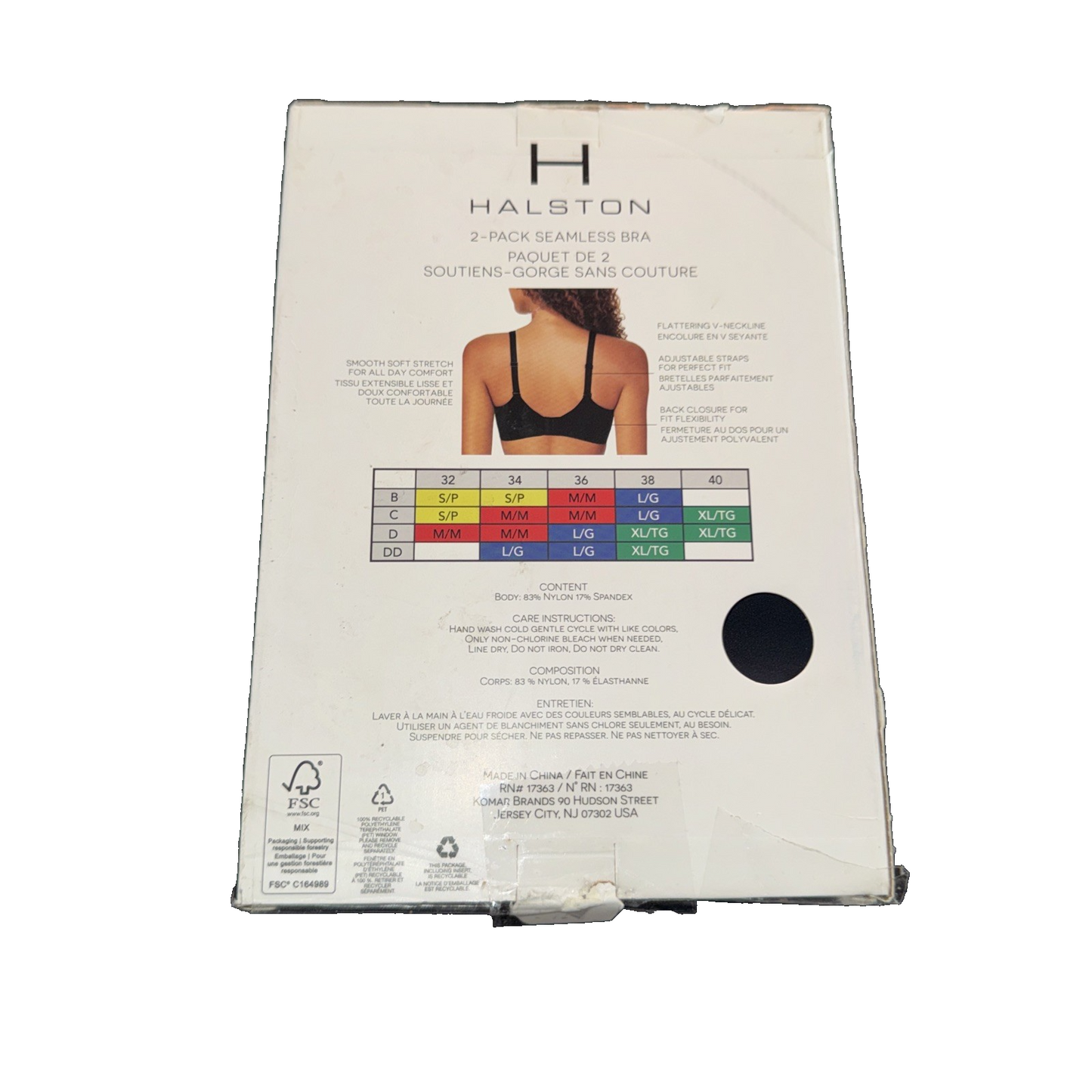 Halston 2 Pack Seamless Bra Color Black Size Medium