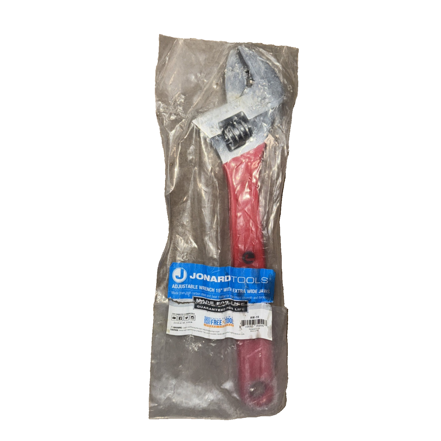 Jonard Tools AW-15 Adjustable Wrench 15" with Extra Wide Jaws