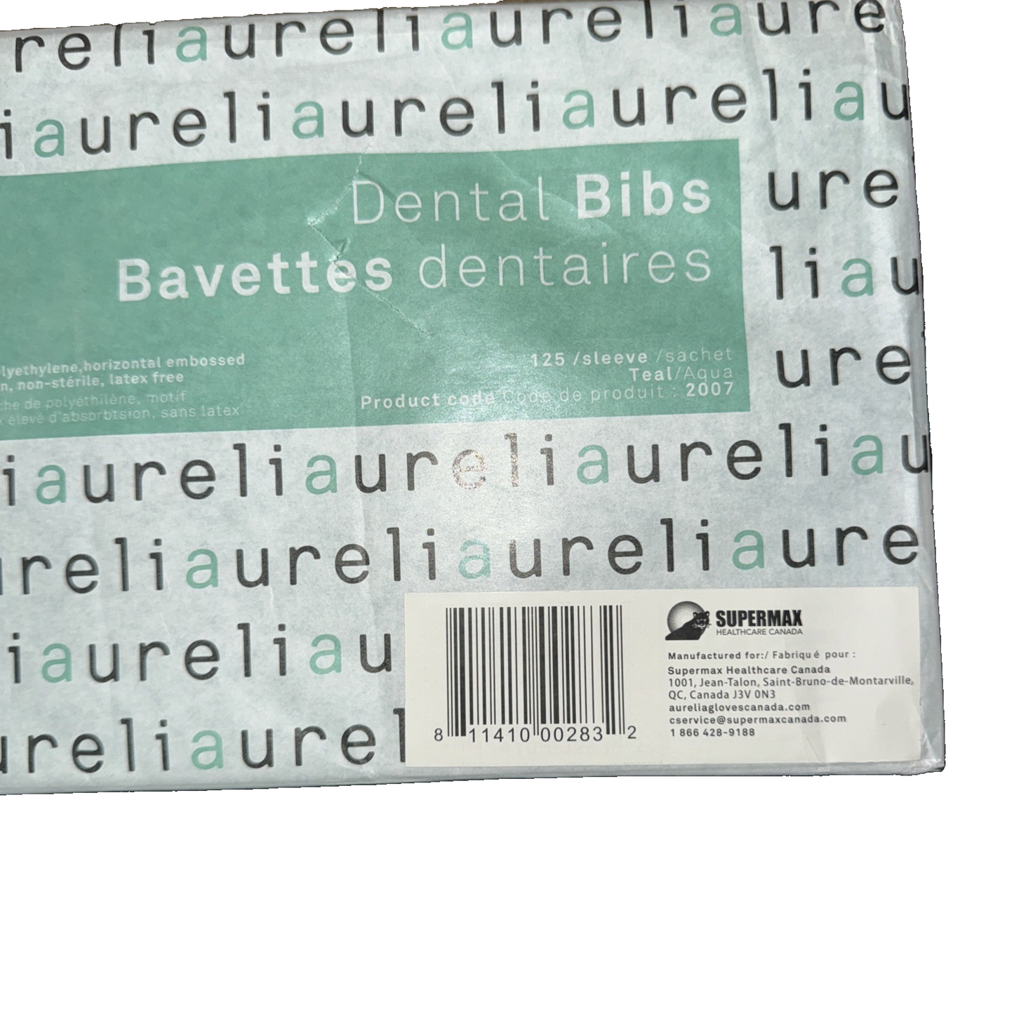 SuperMax Dental Bibs 125/Sleeve 2 Ply Paper and 1 Ply Polethylene