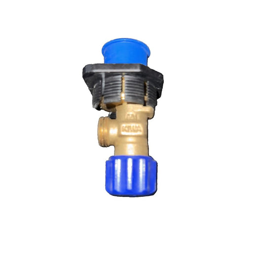 Stop valve 240.269.00.1 – Geberit – a brass ball valve with blue handle