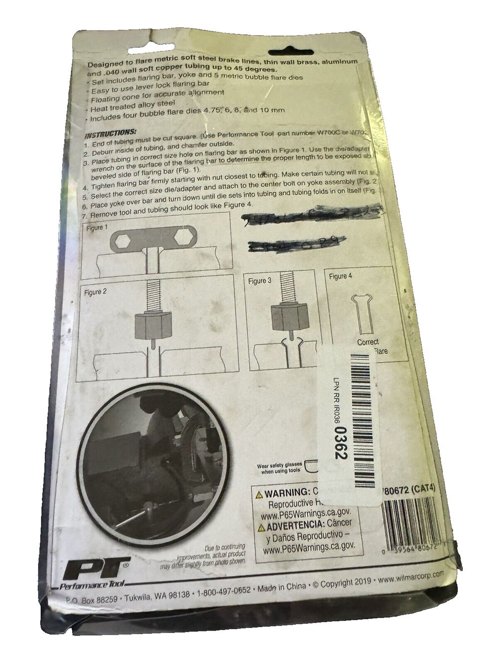 Performance Tool W80672 ISO Bubble Flaring Tool Set – a package of a black and white photo