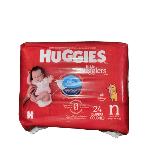 Huggies (52238) Little Snugglers Baby Diaper Newborn Up to 10 lbs, 24 Ct
