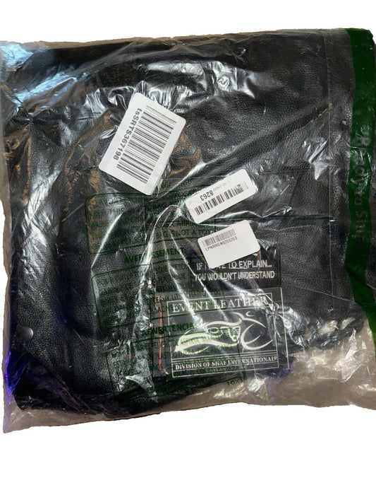 Event Leather ELM3930 Black Motorcycle Leather Vest for Men w-Patches 3X Large – a bag of black plastic bags with a white label
