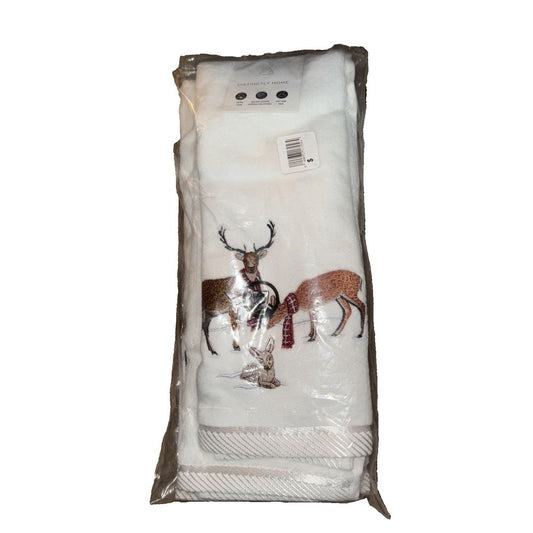 Distinctly Holiday 2-Piece Deer Family Hand Towels Set – a bag of deers on a white background