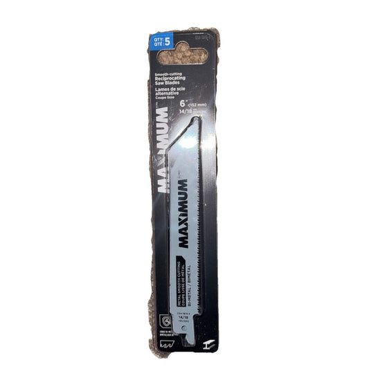 Maximum 054-1619-6 14-18T Bi-Metal Reciprocating Saw Blades 6 Inch 5 Pack – a black and white stick with a white background