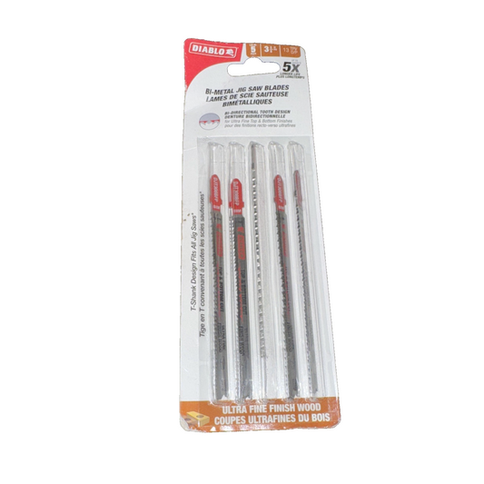 DIABLO Bi-Metal T-Shank Jigsaw Blades 4-5/8" 13 TPI Ultra-Fine Finish – 5-Pack