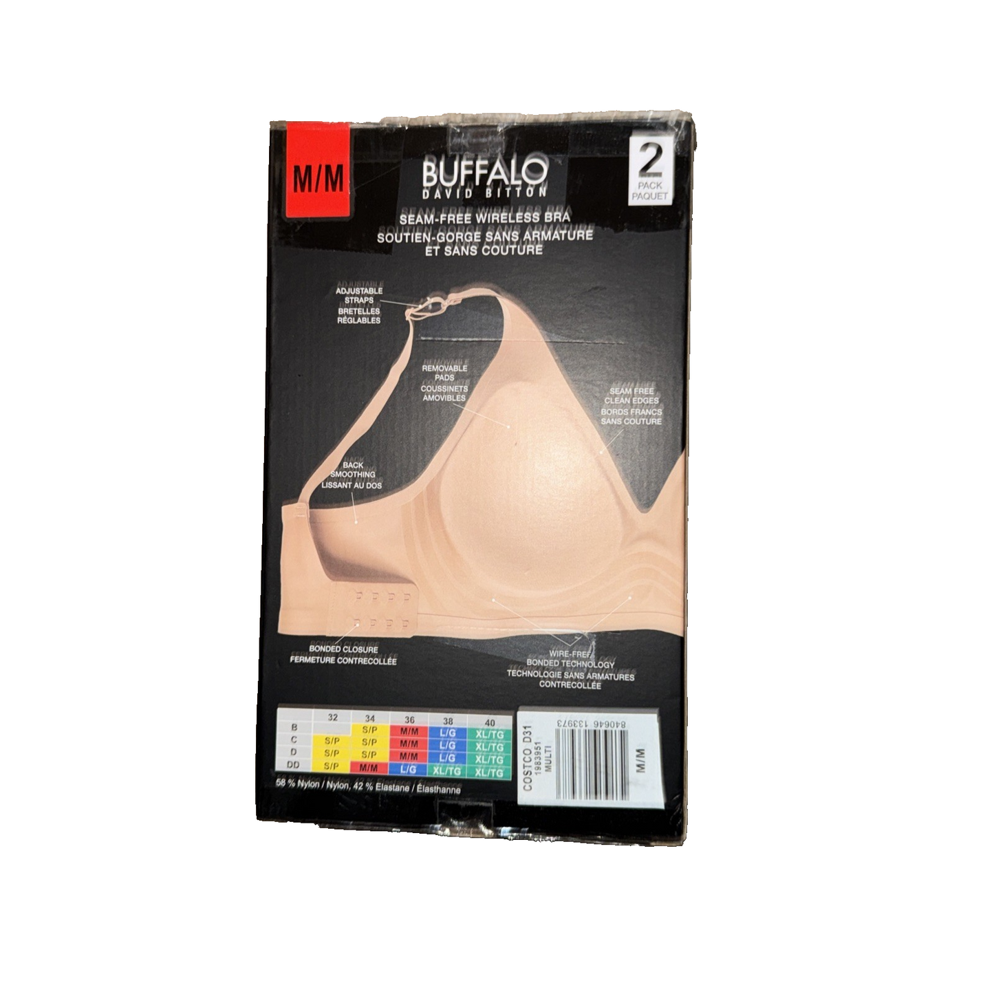 Buffalo David Bitton Wire Free Bra 2 Pack Colors Black And Beige Size Medium