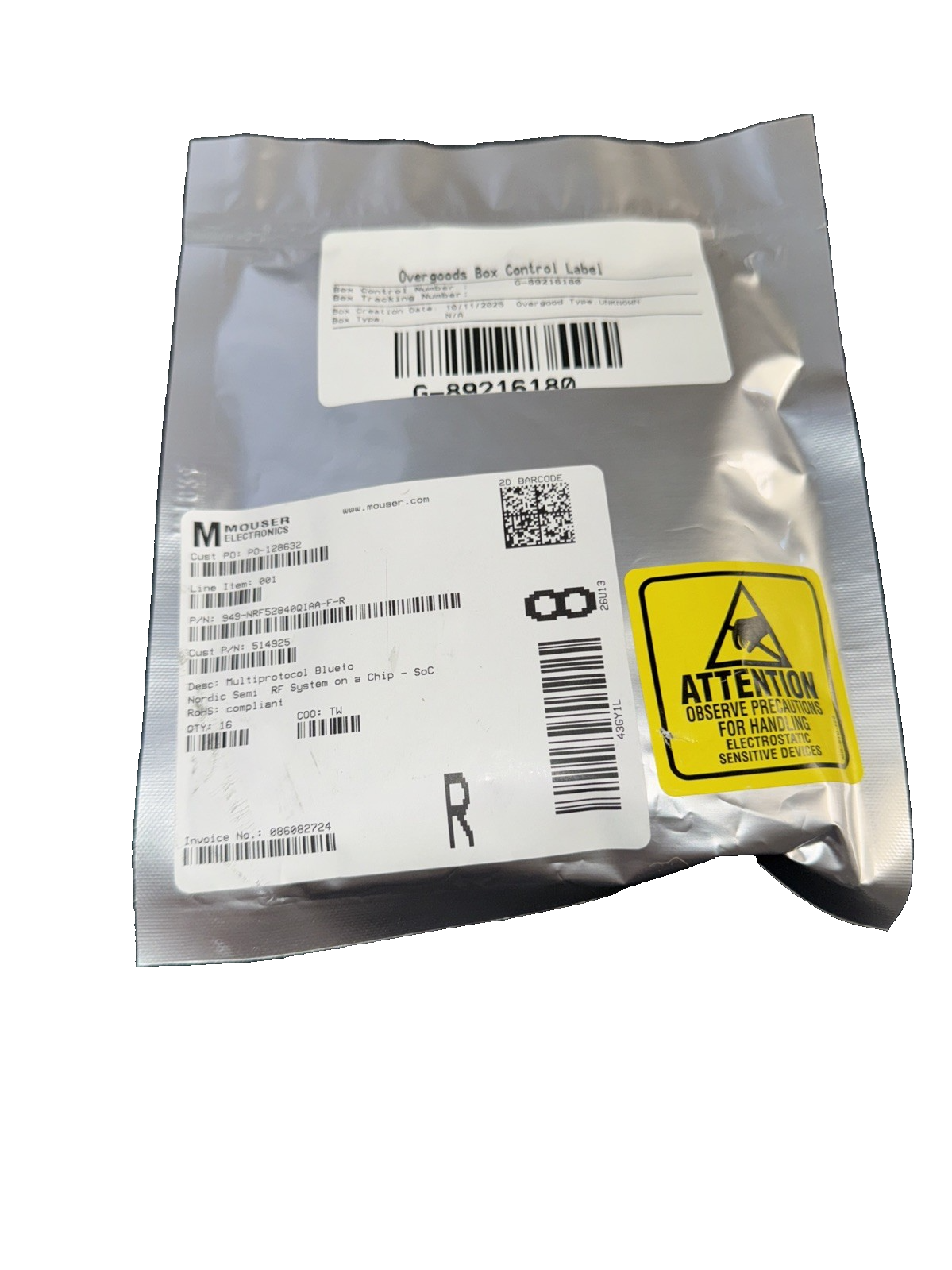 NRF52840-QIAA-F-R Nordic Semiconductor 16 Pack
