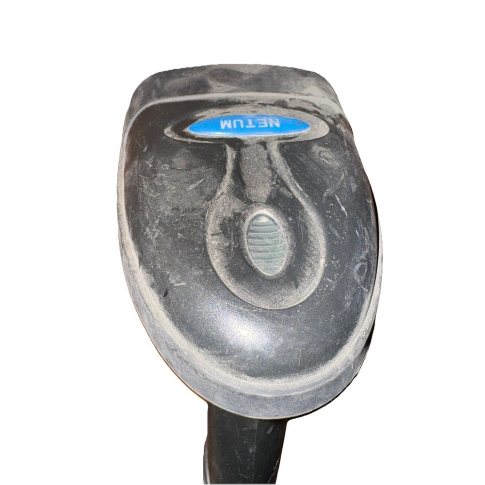 NT-1698W Netum Barcode Scanner – a close up of a metal object with a blue button